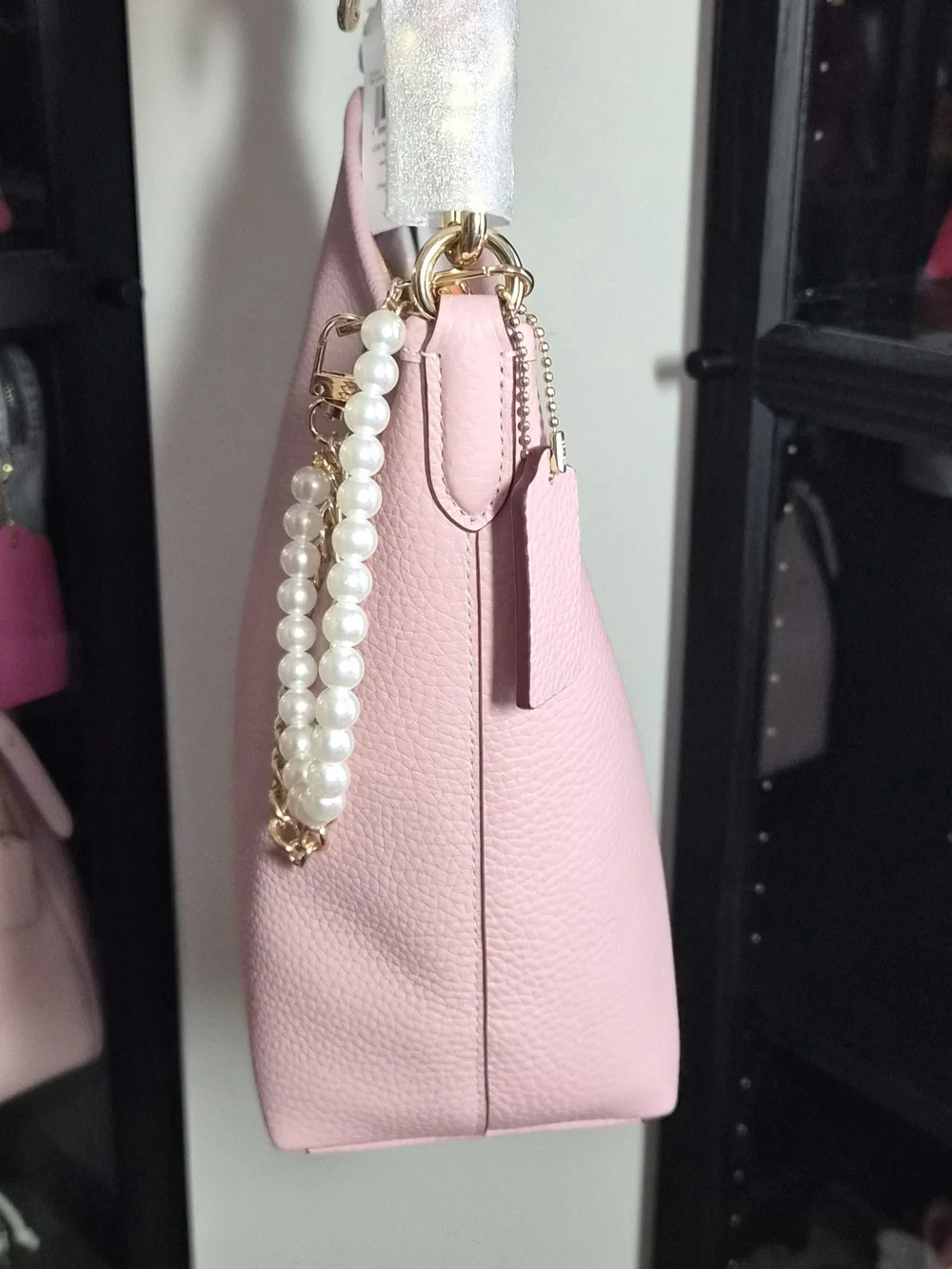 Coach Pebbled Leather Laurel Shoulder Bag in Carnation Pink